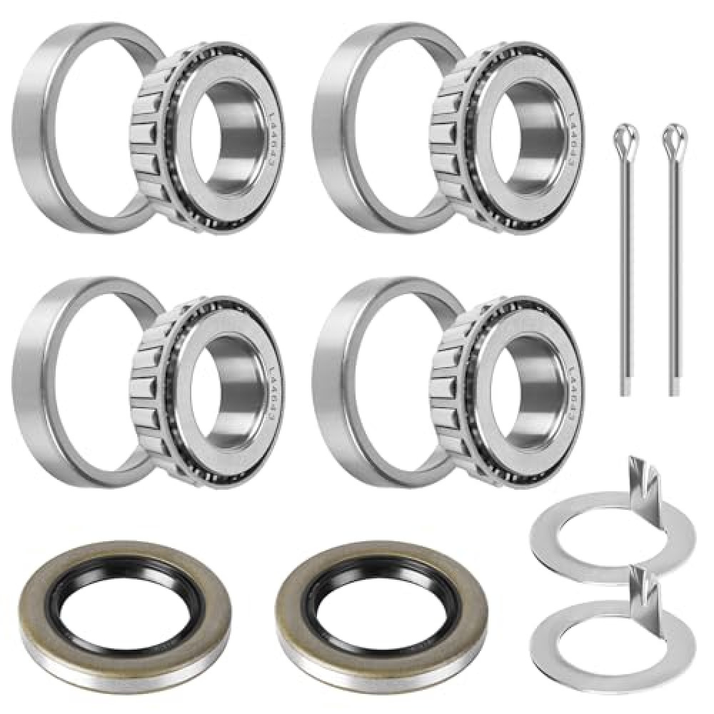 Set of 2 Trailer Bearing Kit L44643 L44610 Boat Trailer Axle Wheel Hub Bearings Fits for 1 Inch 2000 Lbs Trailer Axle, 12192TB Grease Seals OD 1.97"