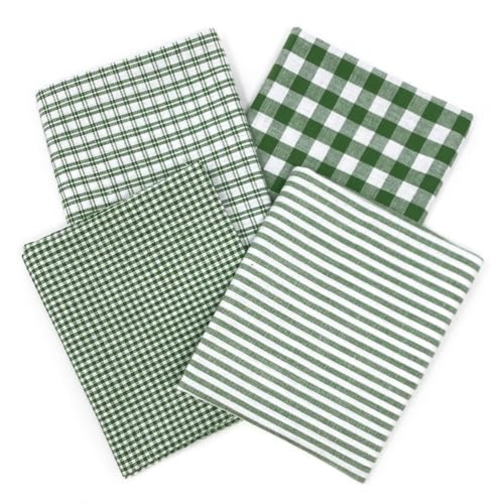 Set of 4 Fat Quarters, Perfect Green Christmas Assorted Plaid Gingham Homespun Cotton Fabric Bundle by JCS Sewing Machine Fiyatı
