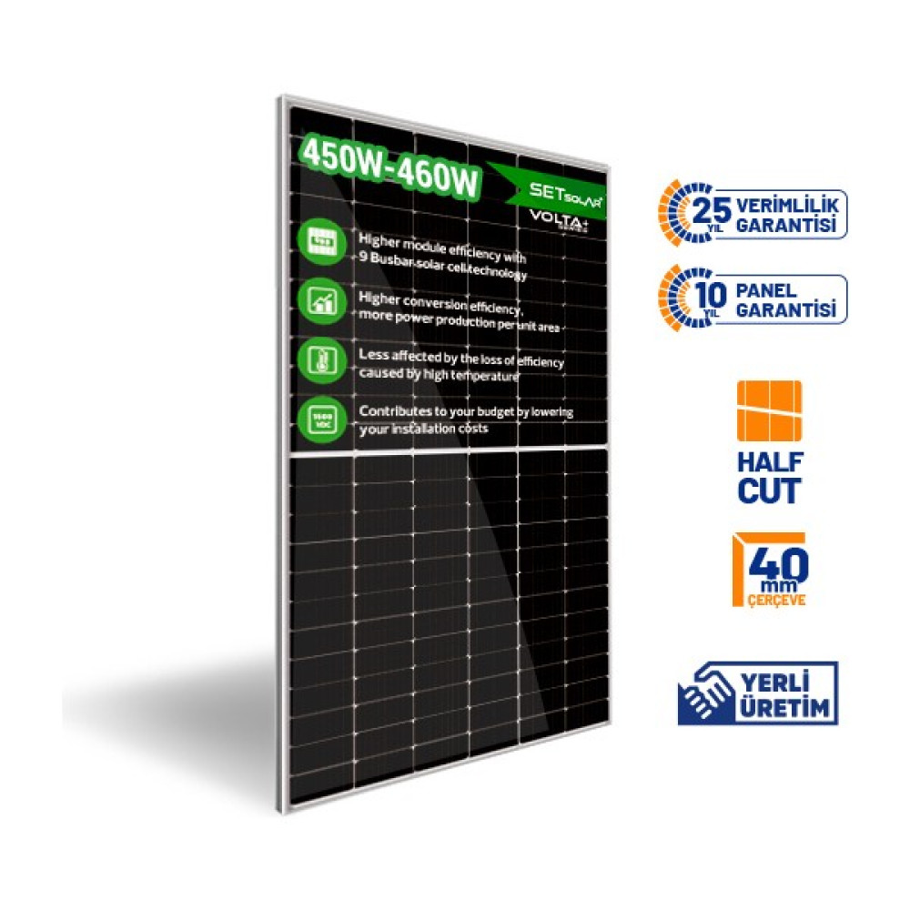 Set Solar 460WP 144PM Hücre Half-Cut 40 mm Çerçeveli Güneş Paneli (B Class) Oto, Bahçe, Yapı Market Fiyatı