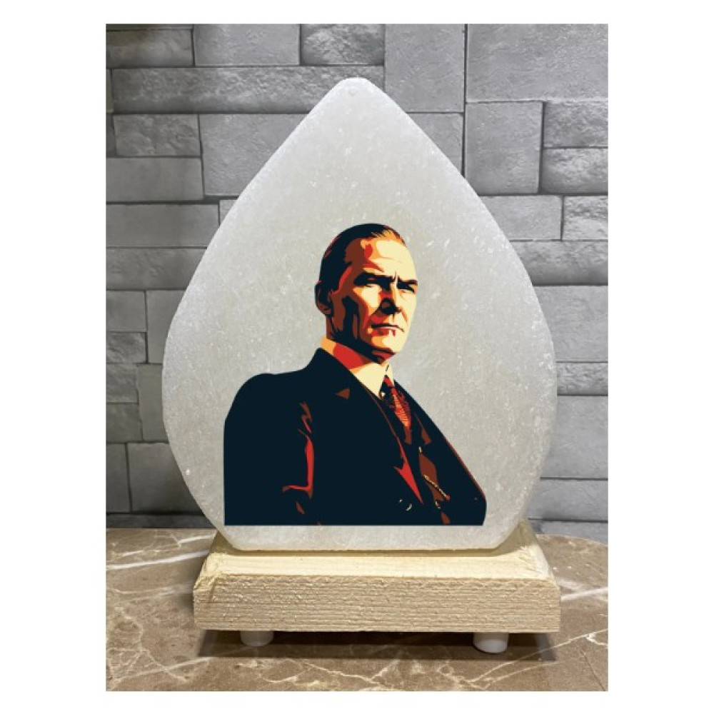 SETA Mustafa Kemal Atatürk Baskılı Damla Model Doğal Çankırı Kaya Tuzu Gece Tuz Lambası - Beyaz Gece Lambası Fiyatı