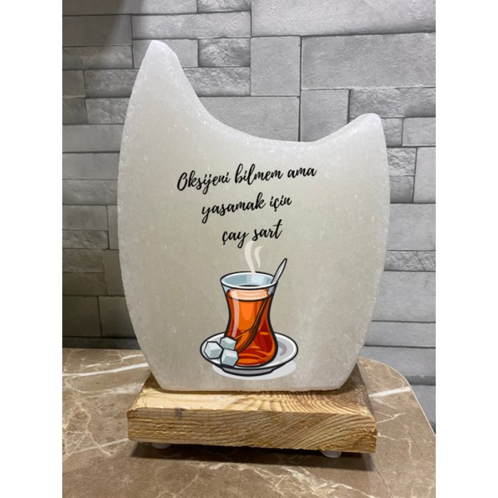 SETA Oksijeni Bilmem Ama Yaşamak Çay Şart Baskılı Plaket Model Çankırı Kaya Tuzu Gece Tuz Lambası - Beyaz Gece Lambası Fiyatı
