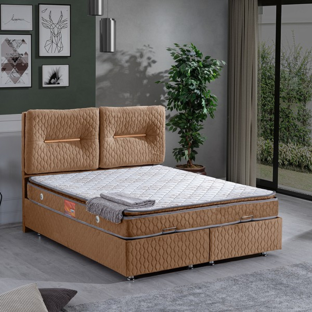 Setay Astra İkili Set,Çift Kişilik Baza Başlık Seti, Kahverengi - 140 x 190 cm Baza Fiyatı