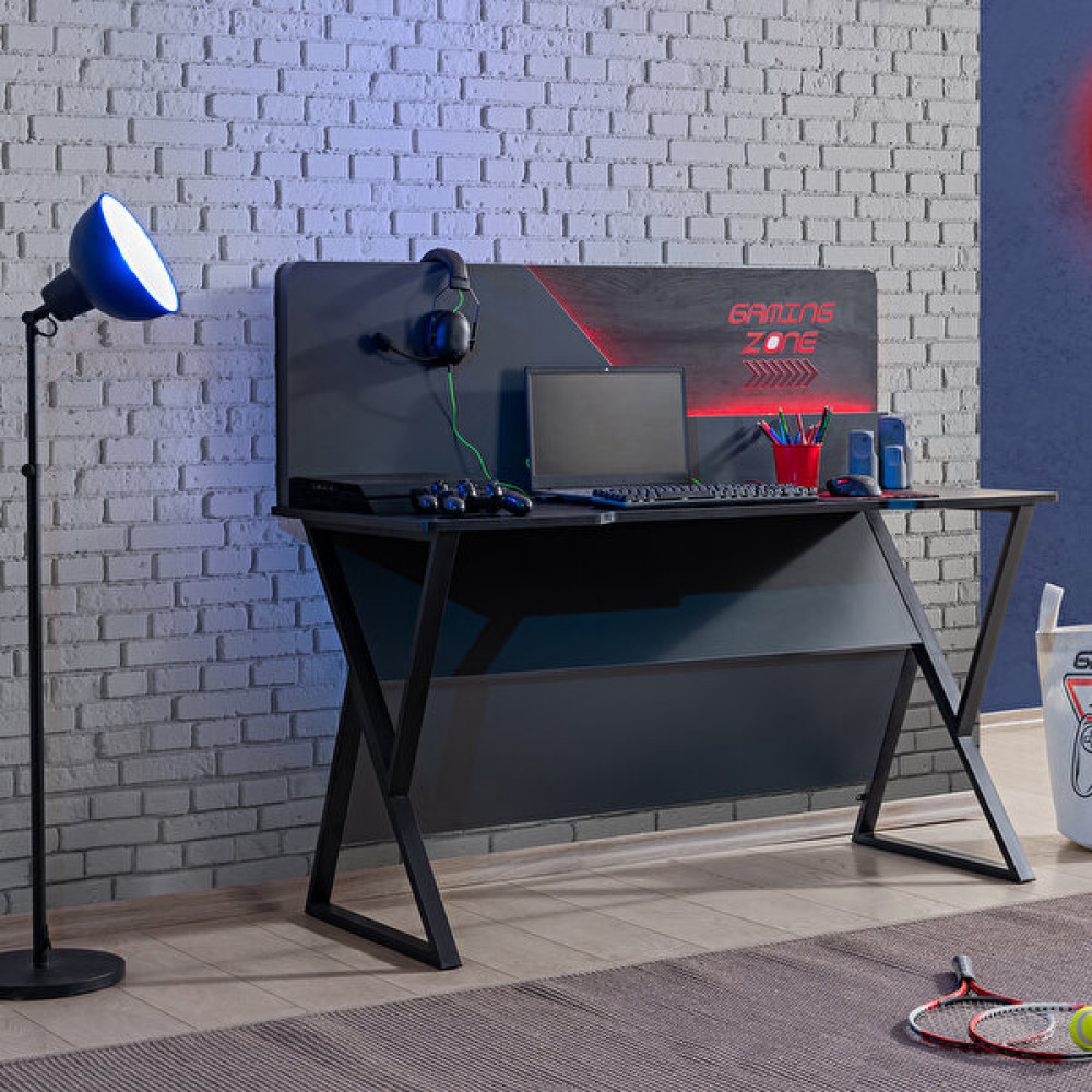 Setay Çalışma Masası, Gamer Oyuncu Odası, Ledli Oyuncu Bilgisayar Masası - 140 x 120 x 60 - Antrasit Çalışma Masası Fiyatı