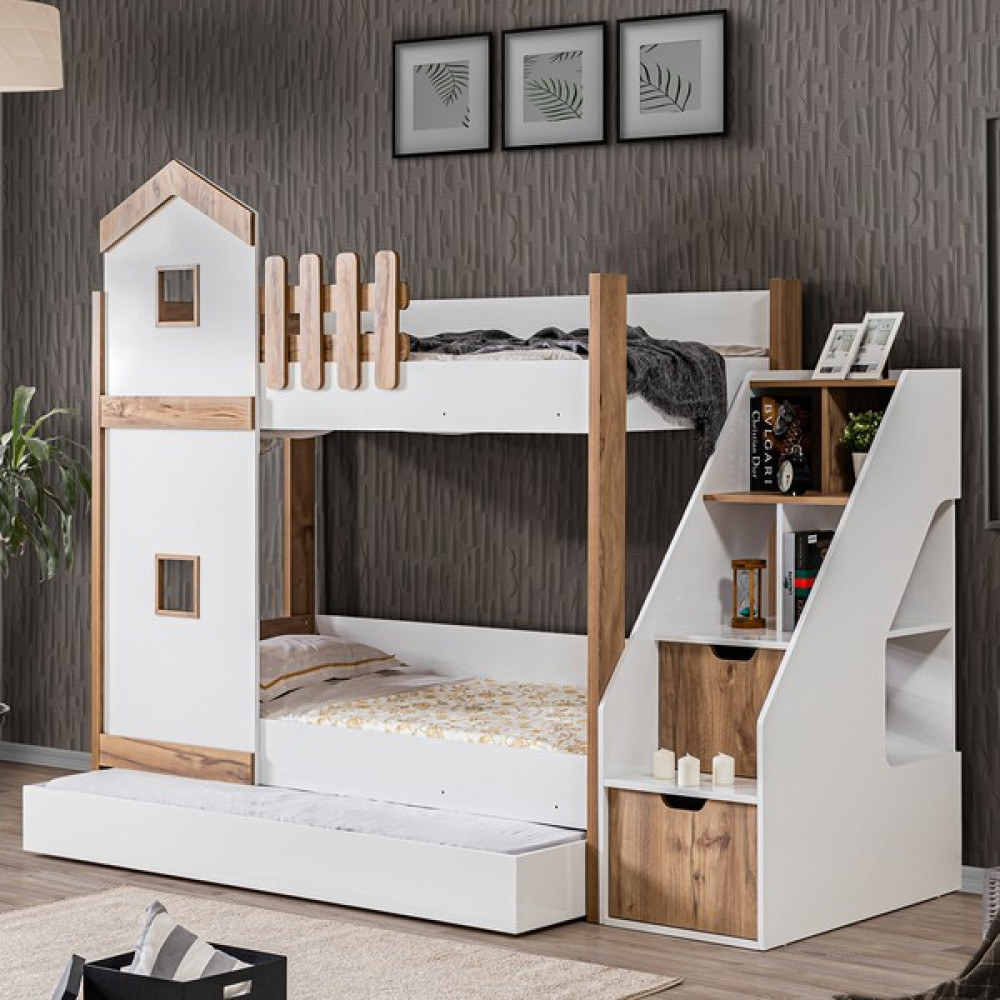 Setay Eyfel Montessori Ranza Yavrulu Ranza - 90 x 190 cm - Ceviz - Beyaz Karyola Fiyatı