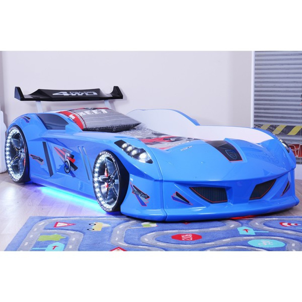 Setay Jaguar Full Ledli Rüzgarlıklı Arabalı Yatak, Mavi - 90 x 190 cm Karyola Fiyatı
