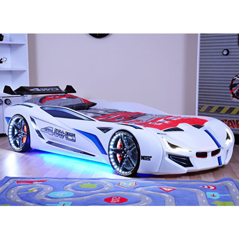 Setay Mercedes Full Ledli Kumandalı Arabalı Yatak, Beyaz - 90 x 190 cm Karyola Fiyatı