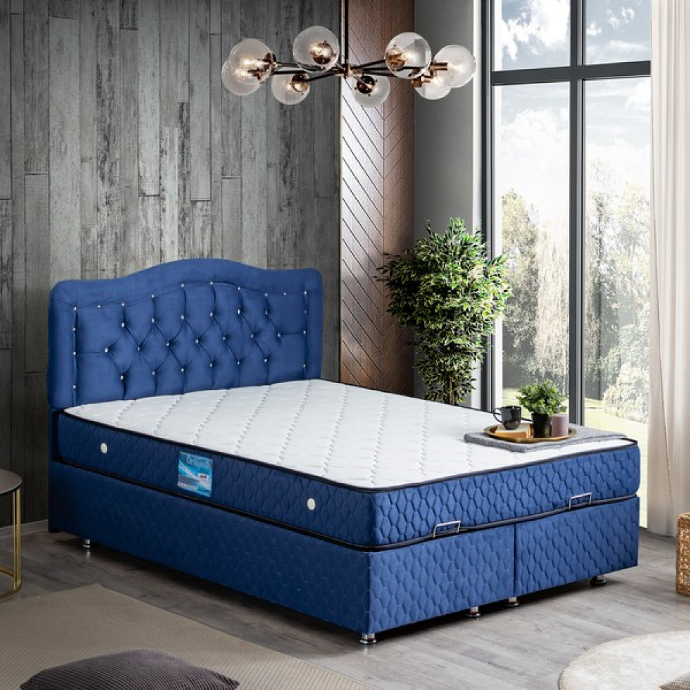 Setay Şah İkili Set, Çift Kişilik Baza Başlık Seti Lacivert - 200 x 160 cm Baza Fiyatı