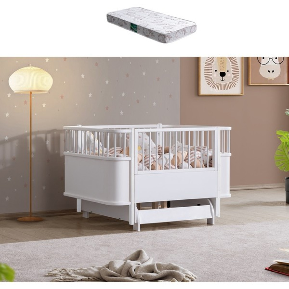 Setay Sallanan Mdf Beşik, Bella Büyüyen Beşik 90X120 + 1 Adet Comfort Yatak - Beyaz Oto Boyaları Fiyatı