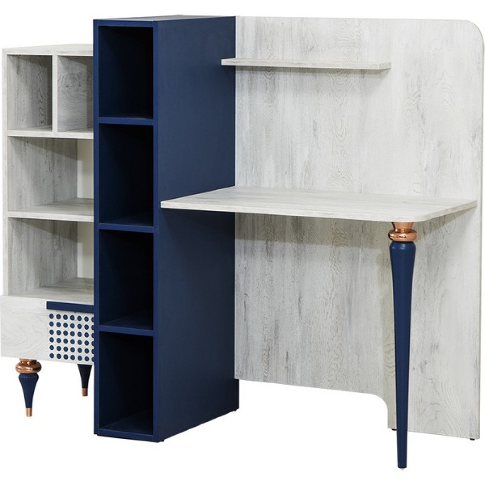 Setay Üniteli Bilgisayar Masası, Point Çalışma Masası - Mavi - Y: 130 cm D: 55 cm G: 150 cm Çalışma Masası Fiyatı