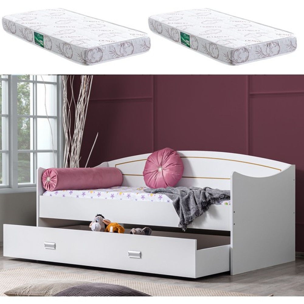Setay Yavrulu Karyola, Akasya Yavrulu Yatak + 2 Adet Comfort Yatak - 90 x 200 cm - Beyaz Karyola Fiyatı