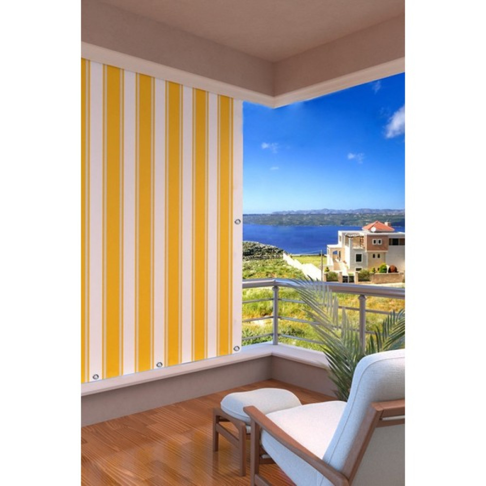 Seteks Home Kalın- Işık Su Geçirmez Düğmeli Kuş Gözlü Bağcık Hediyeli Balkon Perdesi Sarı-Beyaz - Sarı - Beyaz - 50 x 50 cm Güneşlik Fiyatı