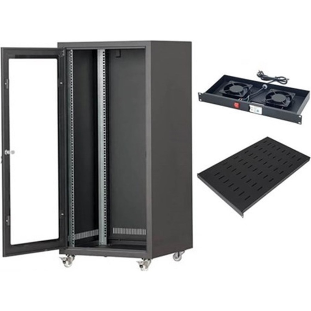 Setrack 19'' 12U 600X600 Tekerlekli Rack Kabinet+Fan+Sabit Raf Kabinet Fiyatı