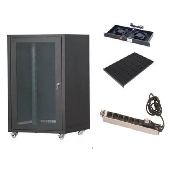 Setrack 19'' 16U 600X600 Camlı Tekerlekli Rack Kabinet+Fan+Sabit Raf+Priz Diğer Fiyatı