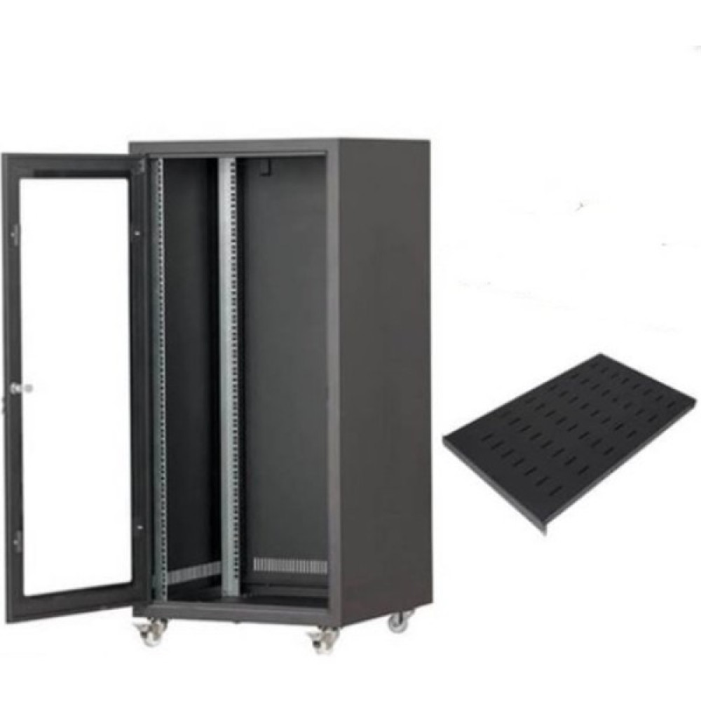 Setrack 19'' 20U 600X600 Tekerlekli Camlı Rack Kabinet+Sabit Raf Oto Boyaları Fiyatı