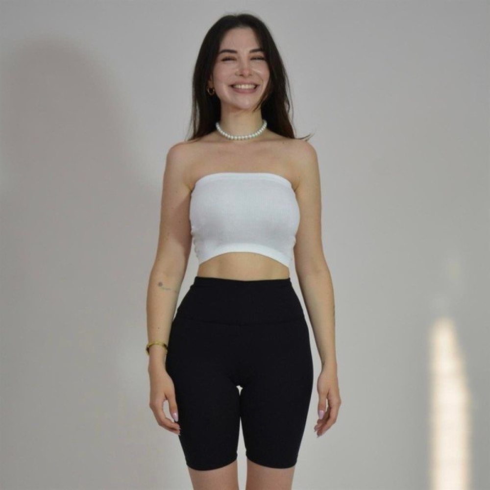 Setuland Straplez Fitilli Crop Beyaz Bluz Fiyatı