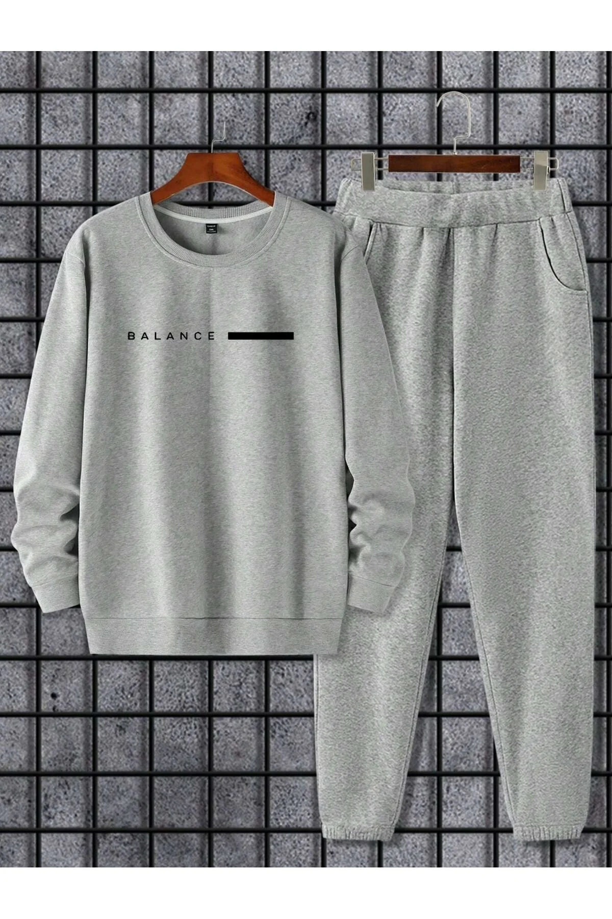 SeusCraft Unisex Gri Eşofman Takımı BALANCE baskılı Şardonlu XL Beden" Kadın Eşofman Fiyatı