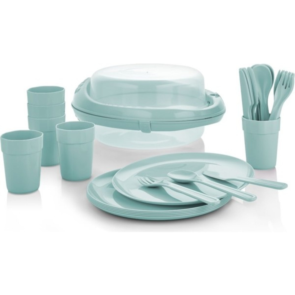 Sev Plastik 32 Par&ccedil;a Yuvarlak Piknik Seti ( 6 Kişilik ) - Siyah Mangal & Barbekü Malzemeleri Fiyatı