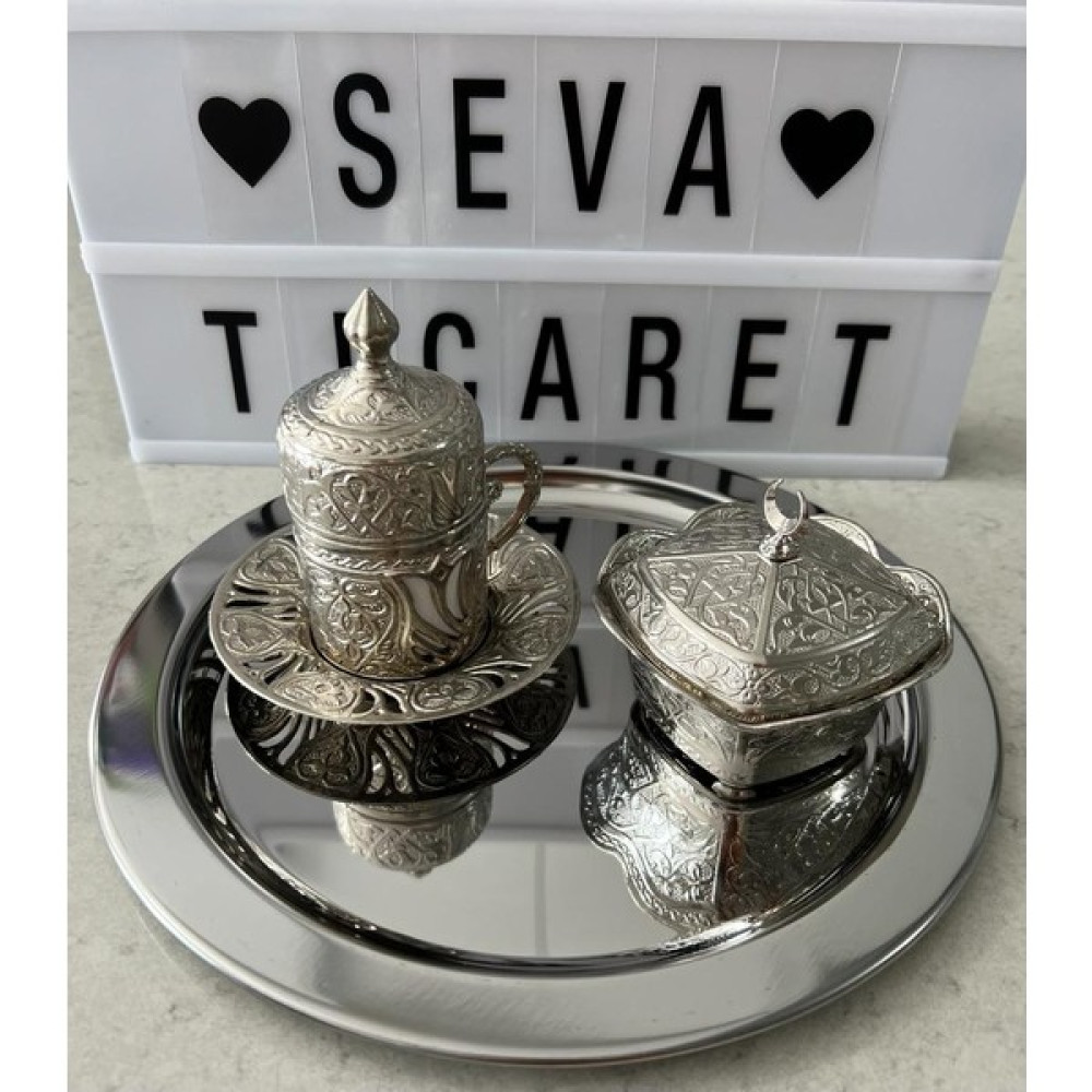 SEVA 2 Li Lüks Çelik Yuvarlak Servis Sunum Tepsisi 24 Cm Servis Tepsisi Fiyatı