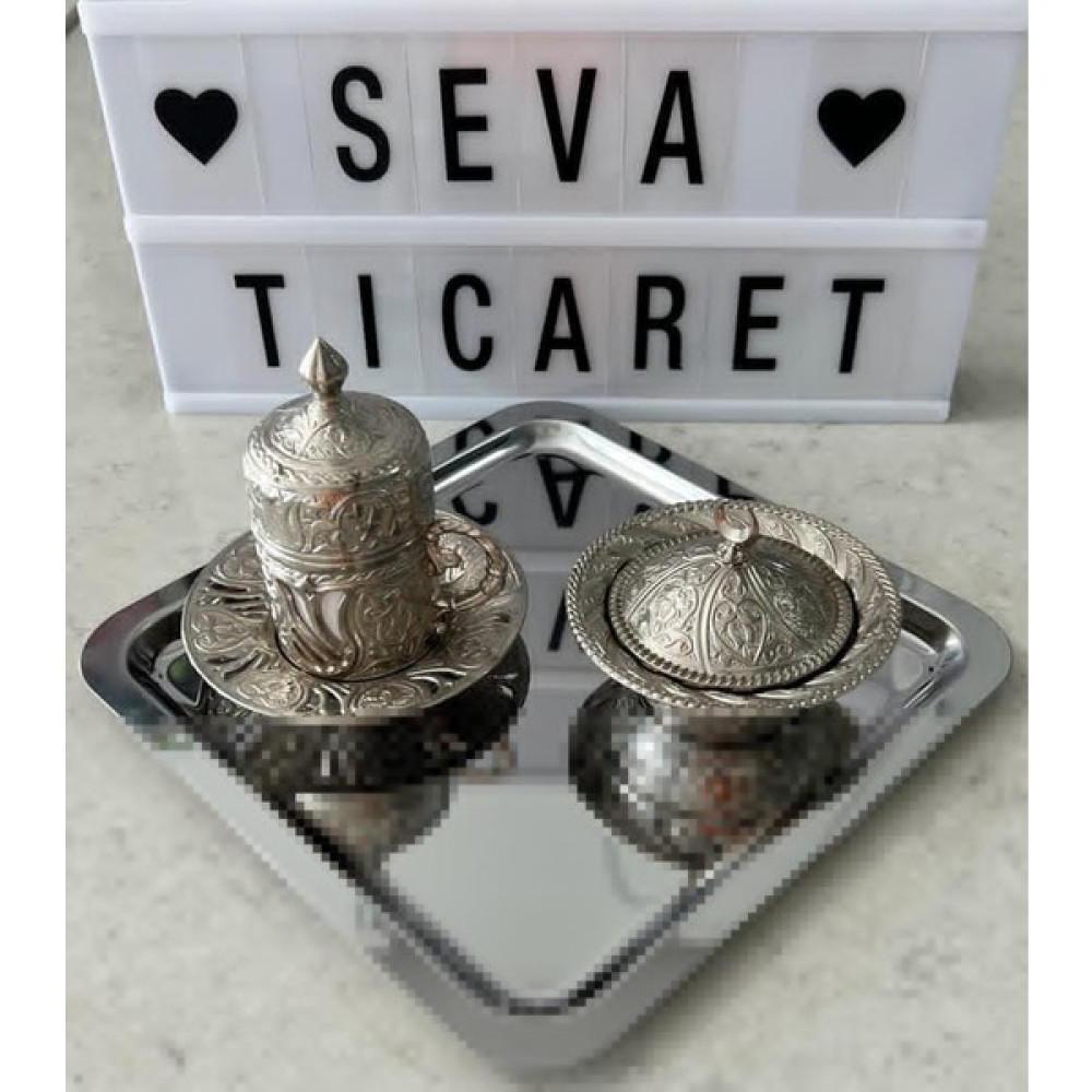 SEVA Lüks Çelik Kare Kahve Sunum Tepsisi 21cm - 21 cm Servis Tepsisi Fiyatı