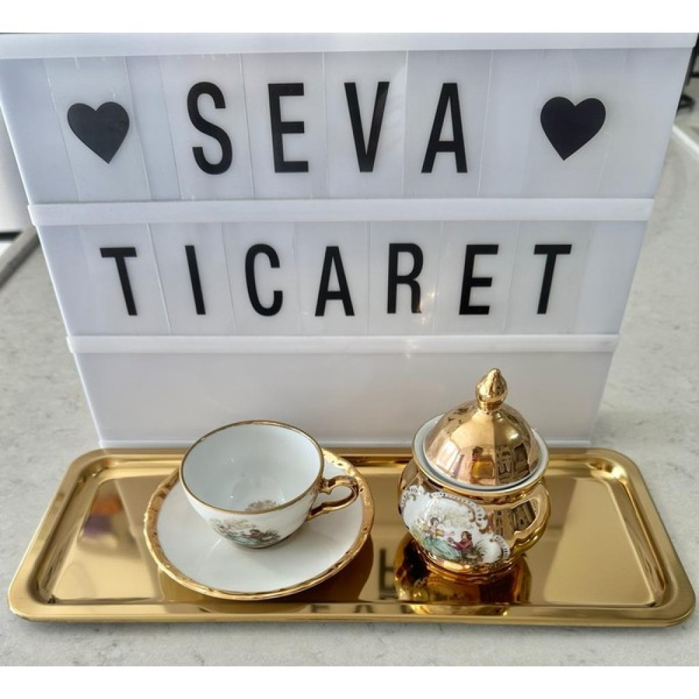Seva Ticaret 6'lı Gold Lüks Paslanmaz Çelik Sunum Tepsisi 33X12 cm - 6 Adet Servis Tepsisi Fiyatı