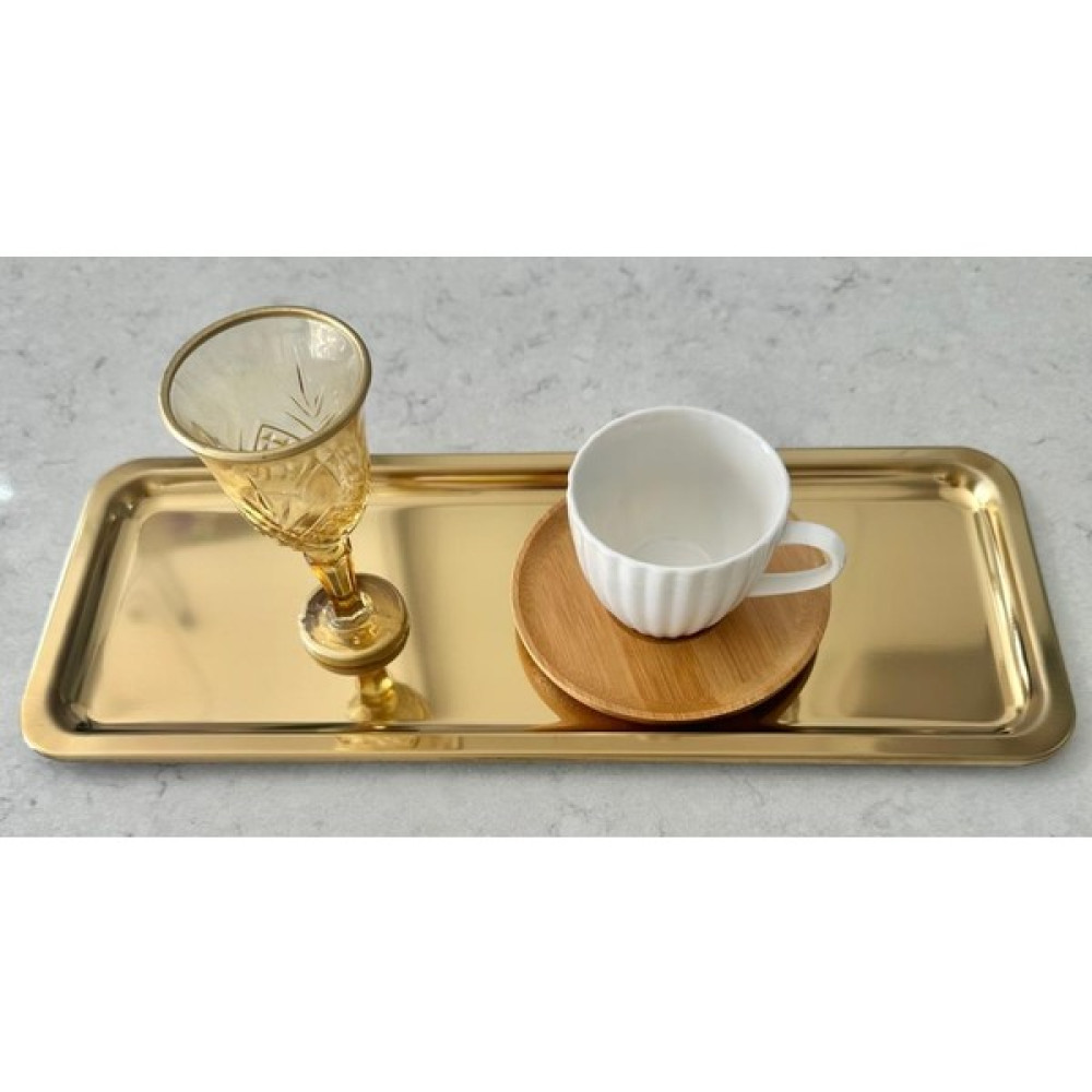 Seva Ticaret Gold Lüks Paslanmaz Çelik Sunum Tepsisi 33X12 cm - 1 Adet Servis Tepsisi Fiyatı