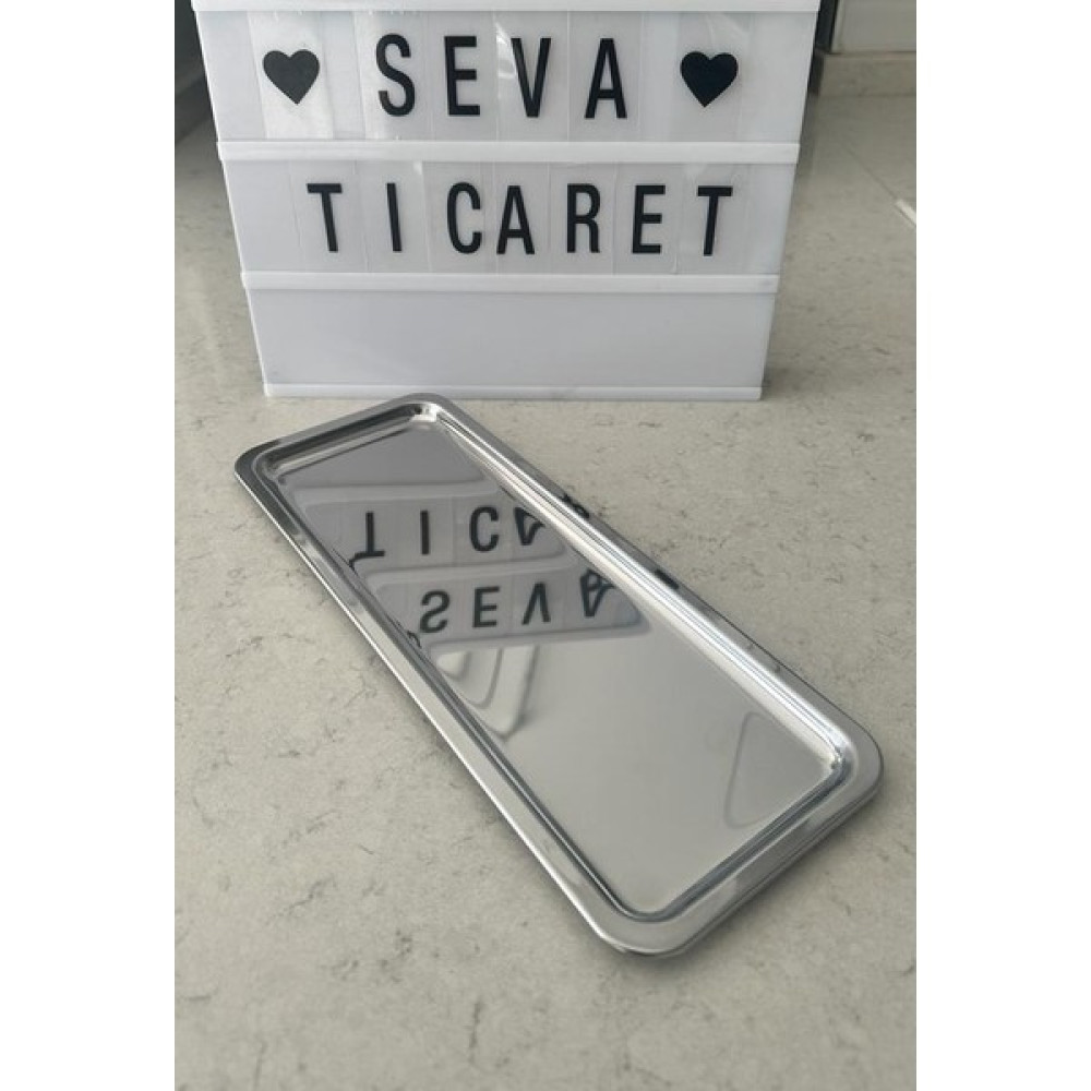 Seva Ticaret Seva Lüks Paslanmaz Çelik Kahve Çay Sunum Tepsisi 33X12 cm - 1 Adet Servis Tepsisi Fiyatı