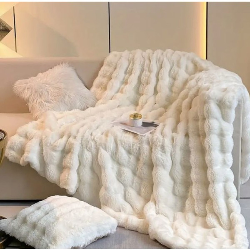 Sevara Dekor Peluş Koltuk Şalı Pofuduk Koltuk Örtüsü Bubble Koltuk Örtüsü 150 x 100 cm - Beyaz - 100 x 150 cm Koltuk & Kanepe Örtüsü Fiyatı