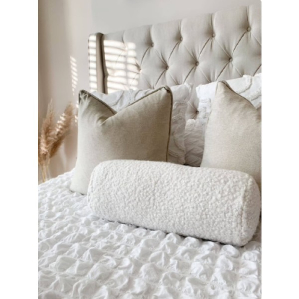 Sevara Dekor Teddy Silindir Yastık Beyaz - 14 x 50 cm Kırlent / Mobilya Yastığı Fiyatı