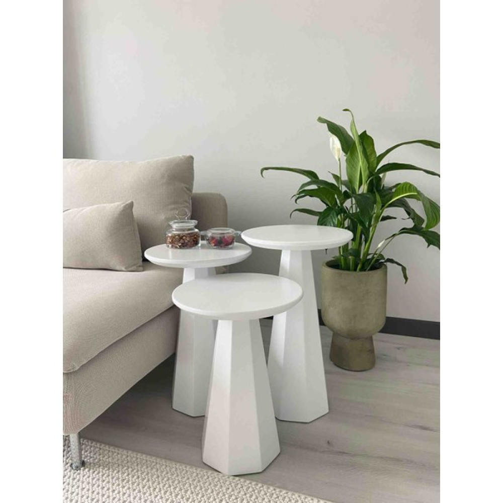 Sevdim Home Beyaz Mantar Zigon Sehba 3 Lü Takım Zigon Sehpa Fiyatı