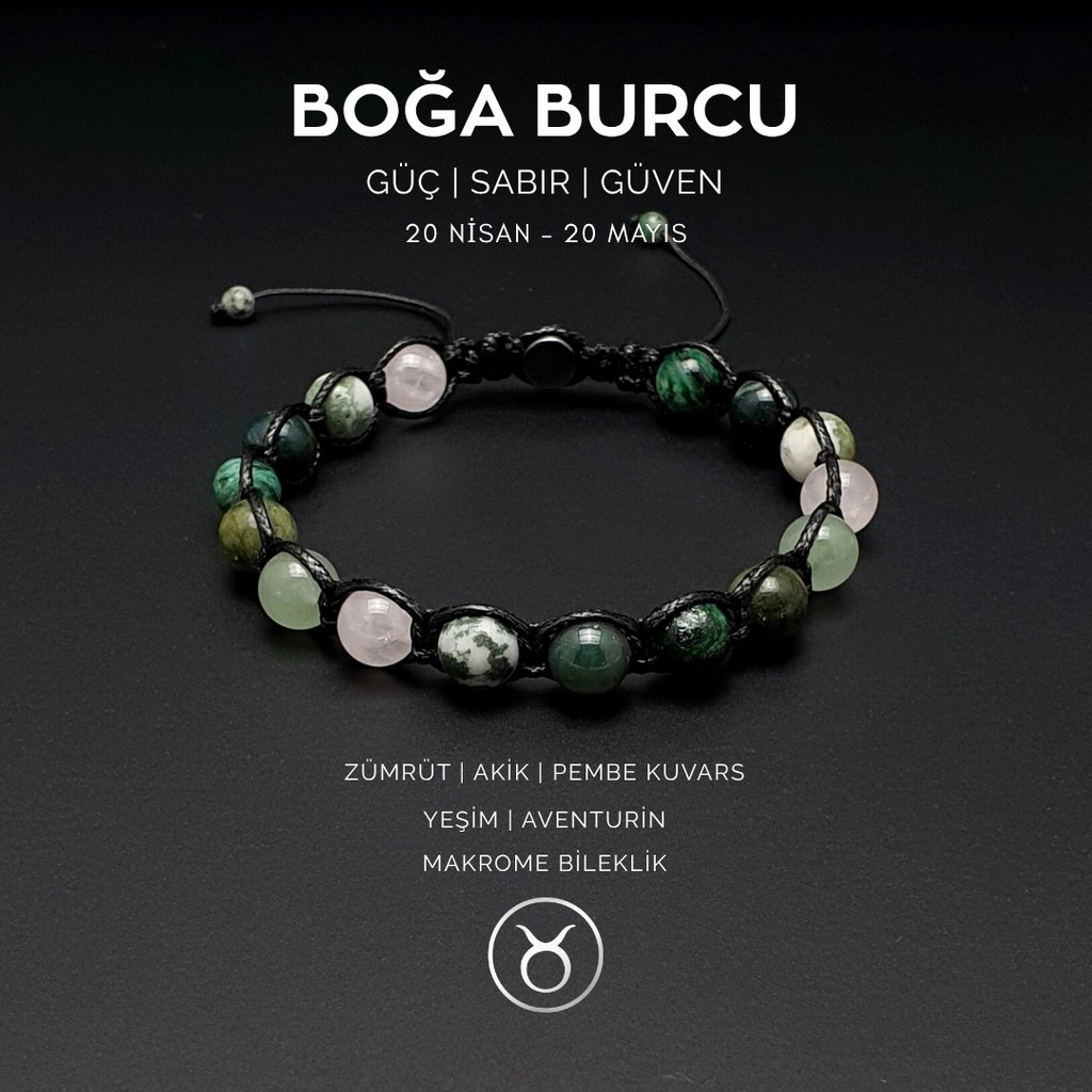 Seven Art Jewelry Boğa Burcu Makrome Bileklik - 17 cm - Karışık Diğer Fiyatı