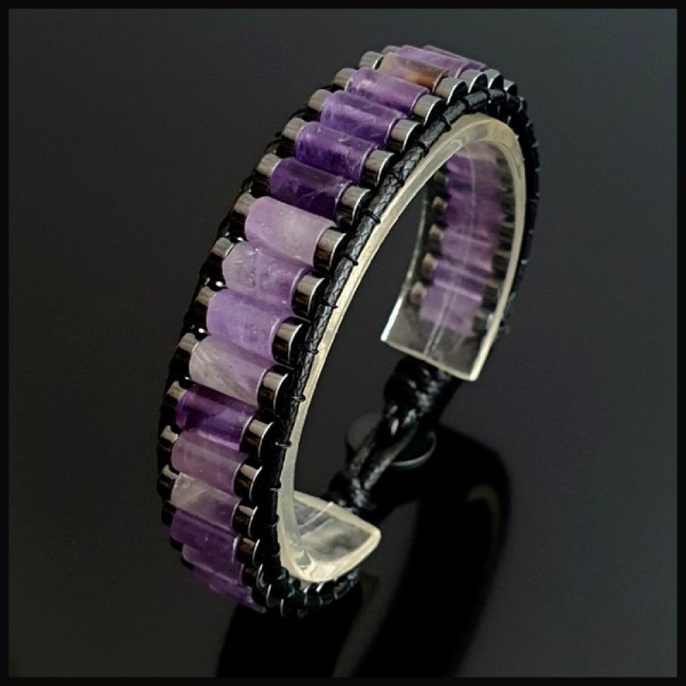 Seven Art Jewelry Doğal Taş Bileklik, Ametist Bileklik, Mor Bileklik - 19 cm Saat ve Bileklik Aksesuarı Fiyatı