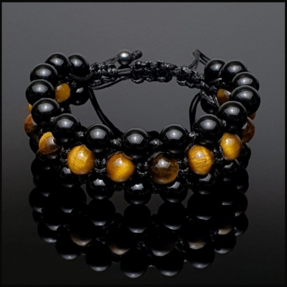 Seven Art Jewelry Doğal Taş Bileklik, Kaplan Gözü ve Oniks Bileklik, Erkek Bileklik, Kadın Bileklik, Hediye Bileklik - 18 cm - Siyah - Kahverengi Saat ve Bileklik Aksesuarı Fiyatı