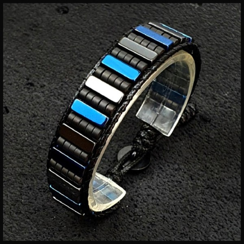 Seven Art Jewelry Hematit Taşı Mavi-Gri Piyano Tasarım Bileklik, Doğal Taş Bileklik, Hediye Bileklik, El Yapımı Bileklik - 15 cm - Mavi - Gümüş Saat ve Bileklik Aksesuarı Fiyatı