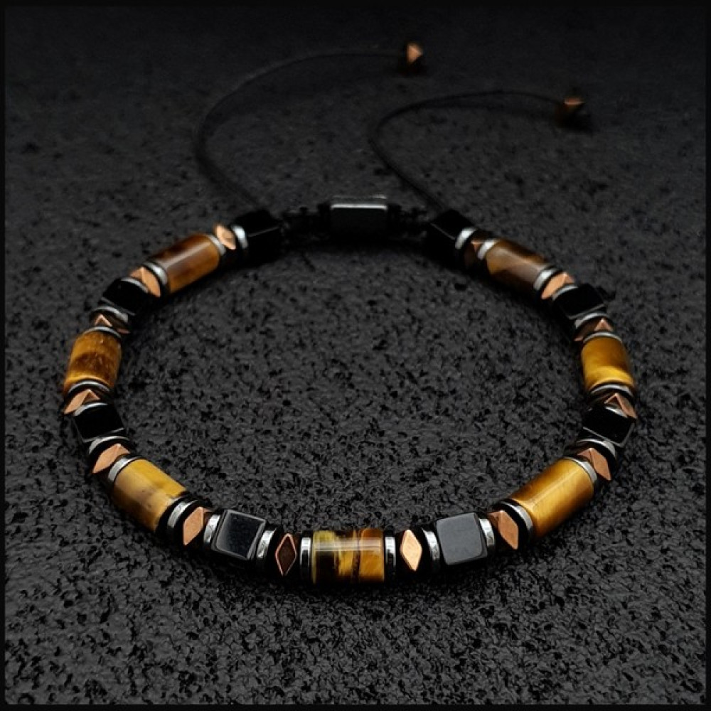 Seven Art Jewelry Kaplan Gözü ve Akik Doğal Taş Slim Makrome Bileklik, Ayarlanabilir - Tek Ebat - Kahverengi - Siyah Saat ve Bileklik Aksesuarı Fiyatı