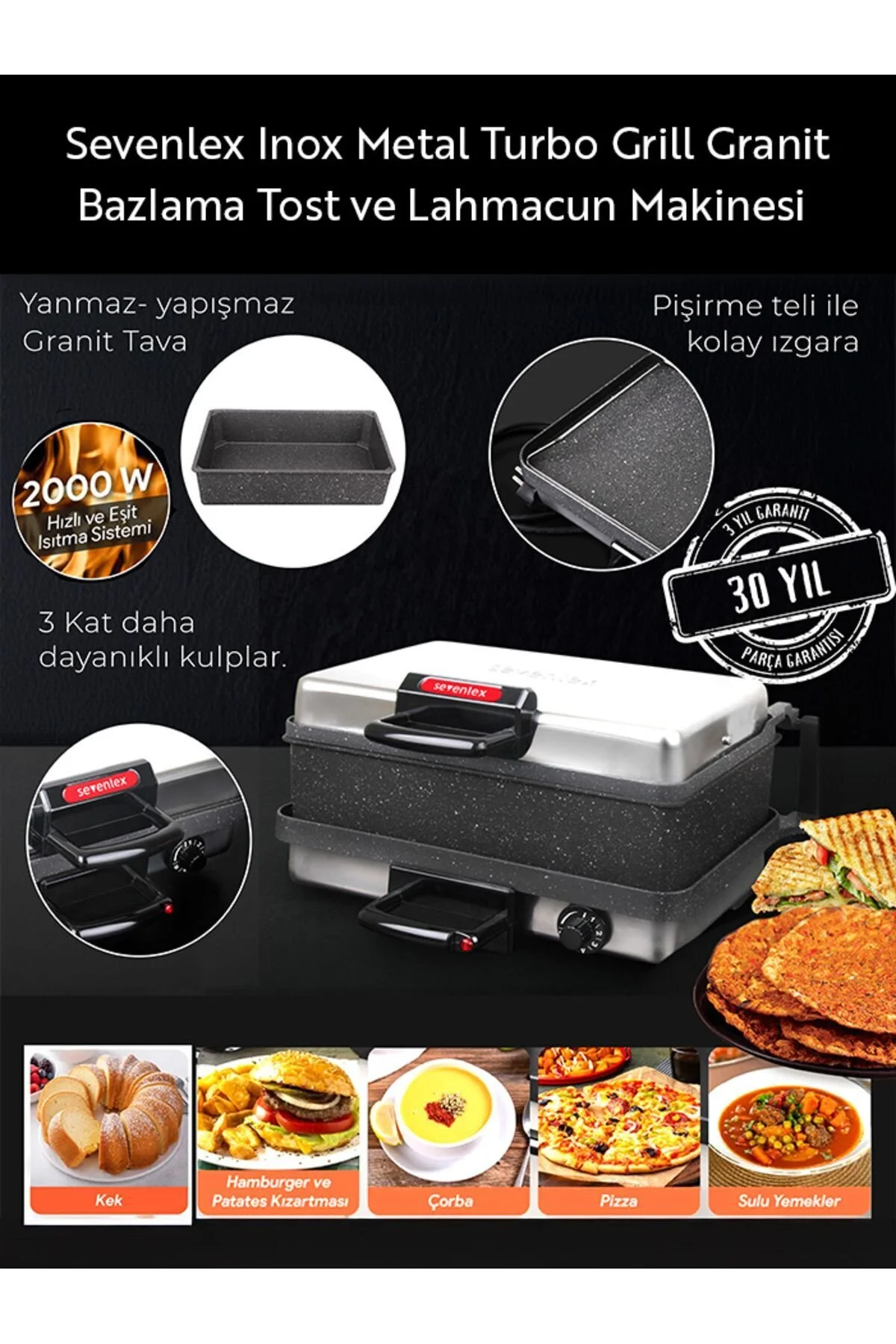 sevenlex Çok Amaçlı Tost Lahmacun Ekmek Bazlama Ve Izgara Makinesi Ve Tavası" Elektrikli Mutfak Aletleri Fiyatı