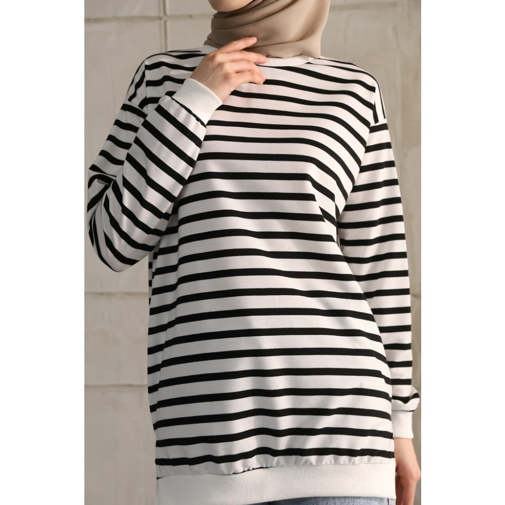 Sevenline Iki Iplikli Tesettür Tunik Çizgili Sweatshirt Tunik Fiyatı