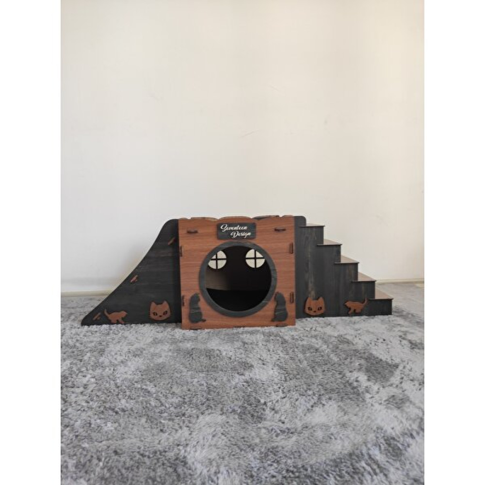 Seventeen Design Kahverengi Siyah Kedi Evi, Kedi Yuvası, Kedi Yatağı, Kedi Oyun Alanı Evcil Hayvan Ürünleri Fiyatı