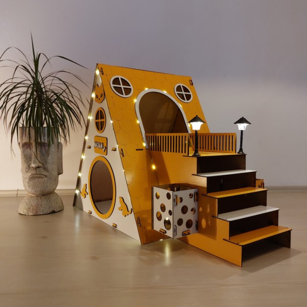 Seventeen Design Turuncu Bungalov Kedi Evi, Bungalov Kedi Yuvası, Kedi Evi, Kedi Yuvası, Kedi Oyun Alanı Evcil Hayvan Ürünleri Fiyatı
