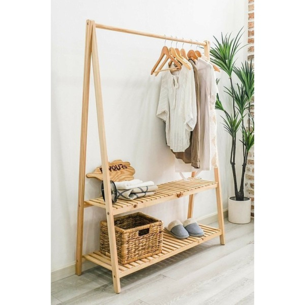Severale Ahsap Konfeksiyon Askılık Iki Raflı 148 x 106 cm Vestiyer Fiyatı