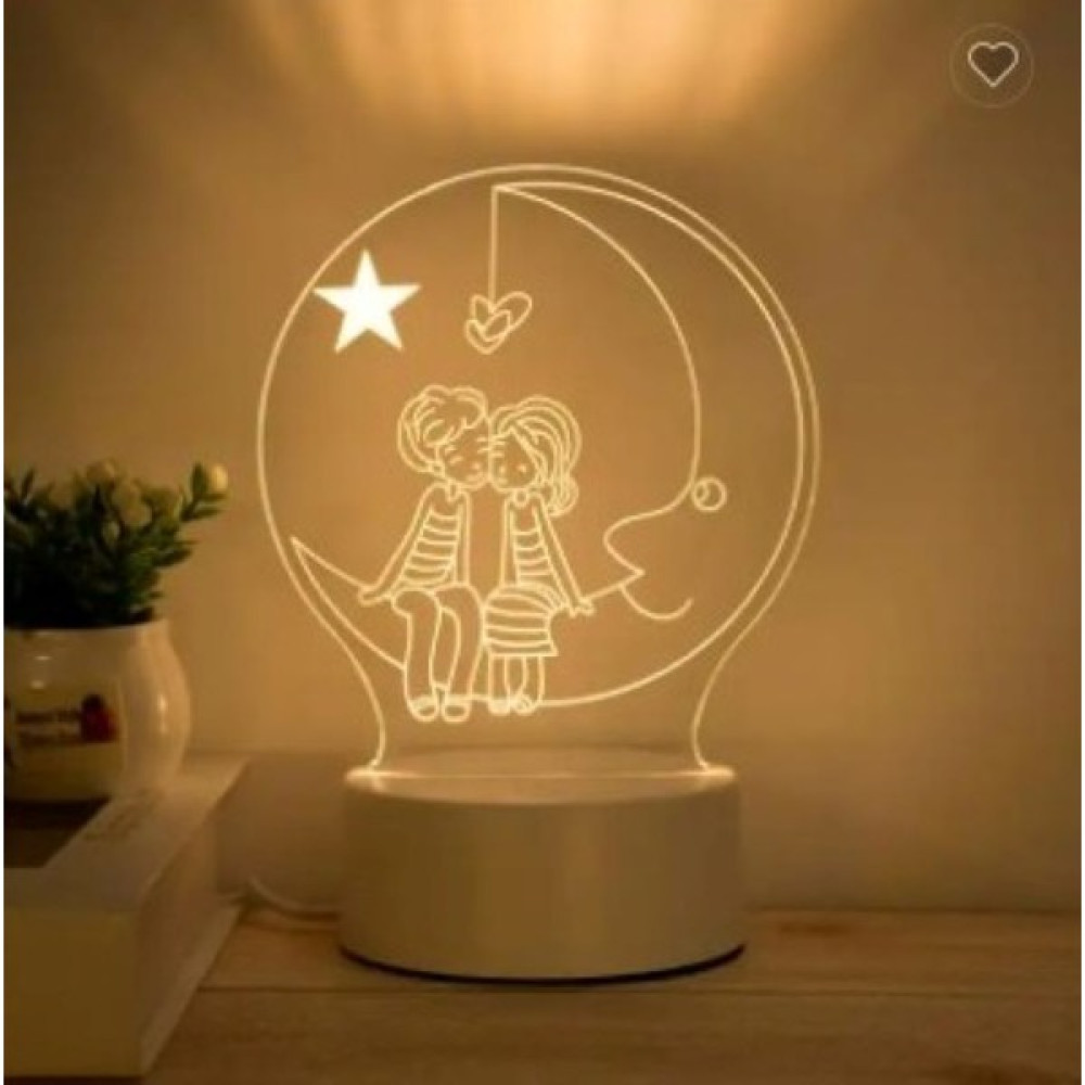 Sevgililer Aşıklar Masa Üstü LED Lamba Ledli Gece Masa Lambası 3D 3 Boyutlu Dokunmatik 9 Renk 17CM - Beyaz Masa Lambası Fiyatı
