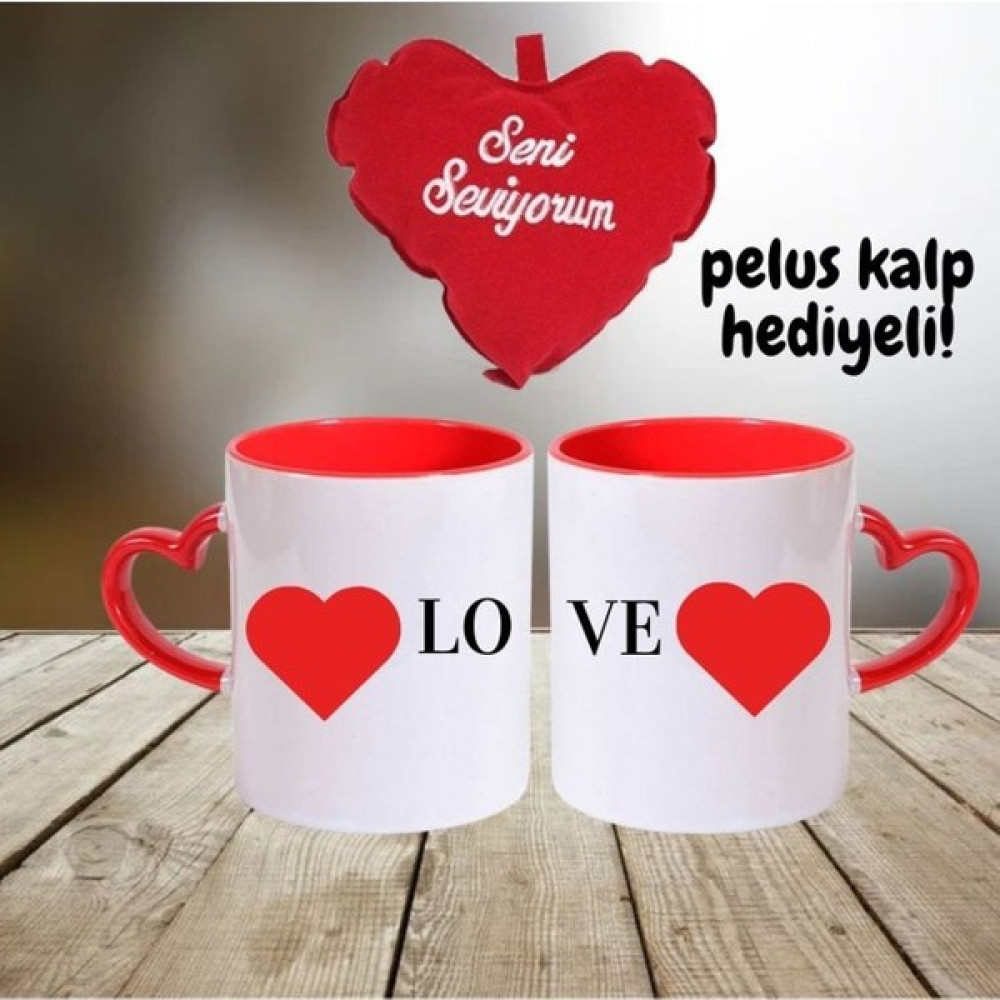 Sevgililer Gününe Özel 2 Adet Love Yazılı Özel Tasarım Kalp Kulplu Kupa Kırılmaz Strafor Köpükle Paketlenmiştir 3 - Beyaz - Kırmızı Oto Boyaları Fiyatı