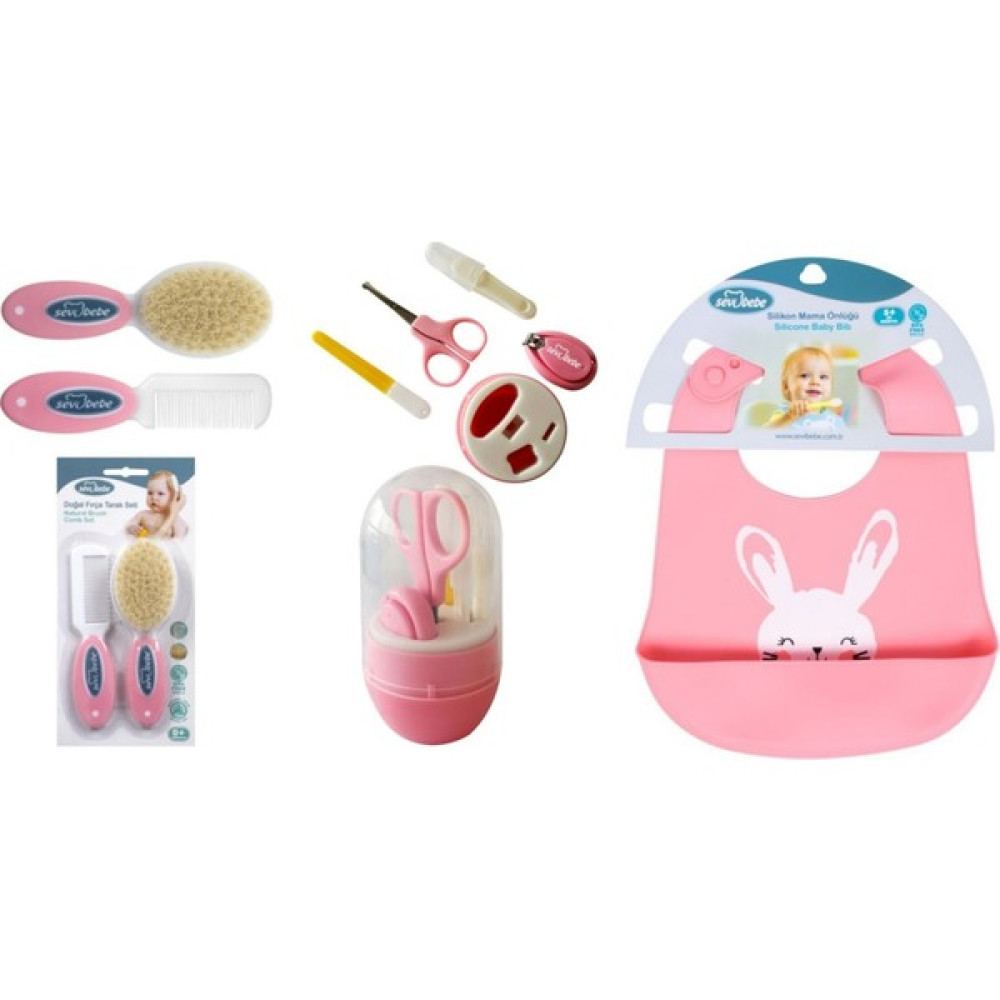 Sevi Bebe Naturel Fırça Tarak +Silikon Önlük+Tırnak Bakım Seti - Beyaz - Eflatun - 1 Yaş ve Üzeri Oto Boyaları Fiyatı