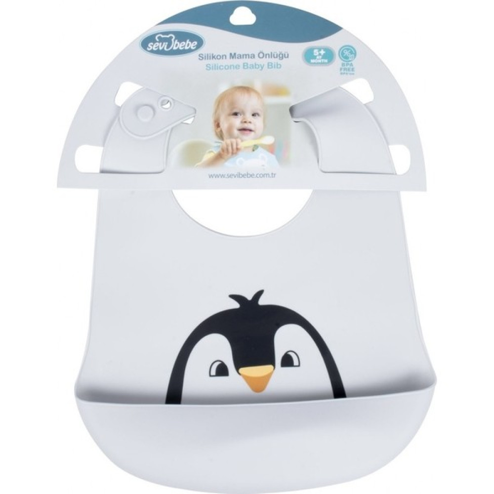 Sevi Bebe Silikon Desenli Mama Önlüğü - 0 - 3 Yaş - Gri Mama Önlüğü Fiyatı