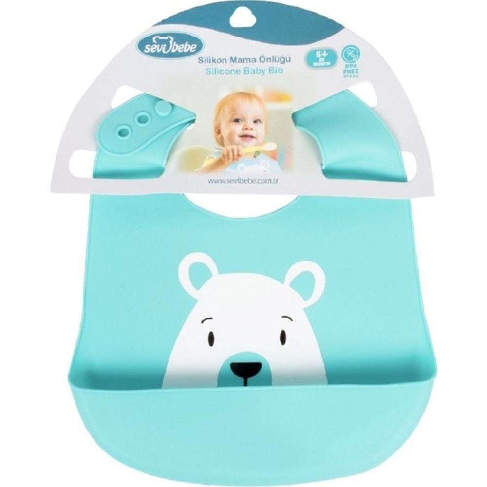 Sevi Bebe Silikon Desenli Mama Önlüğü - 0 - 3 Yaş - Mavi Mama Önlüğü Fiyatı
