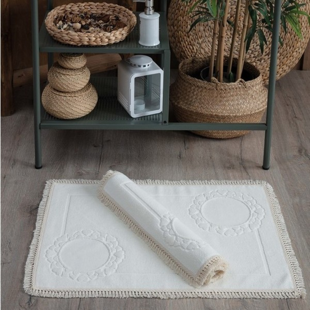 Sevim Püskül Dantelli Ayak Havlusu 50 x 70 cm 2'li - Ekru Ayak Havlusu Fiyatı