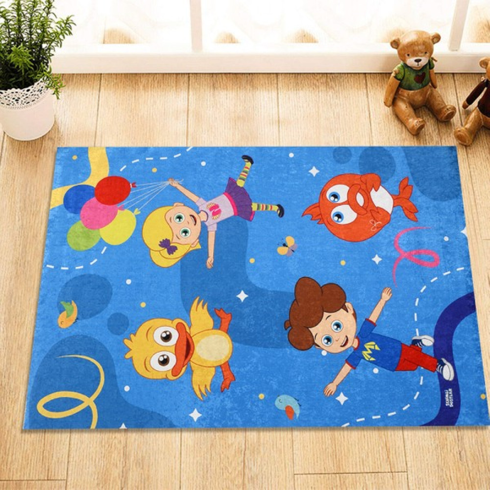 Sevimli Dostlar Çocuk Oda Halısı Düşler Orjinal Lisanslı - 120 x 180  cm - Açık Mavi Bebek Odası Halı Fiyatı