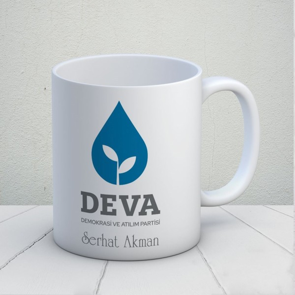 Sevimli Hediye Deva Partisi Özel Tasarım Kupa - 1 Adet - Beyaz - Mavi - 300 ml Fincan / Bardak / Kahve Takımı Fiyatı