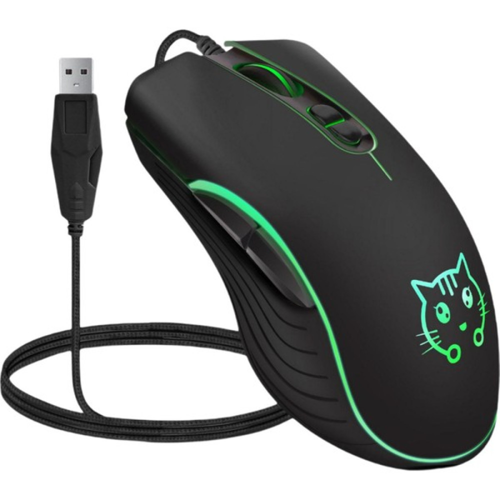 Sevimli Kablolu Gaming Mouse Pc Laptop Rgb Aydınlatmalı Sessiz LED Ergonomik 2400 Dpı Siyah Klavye - Mouse Fiyatı