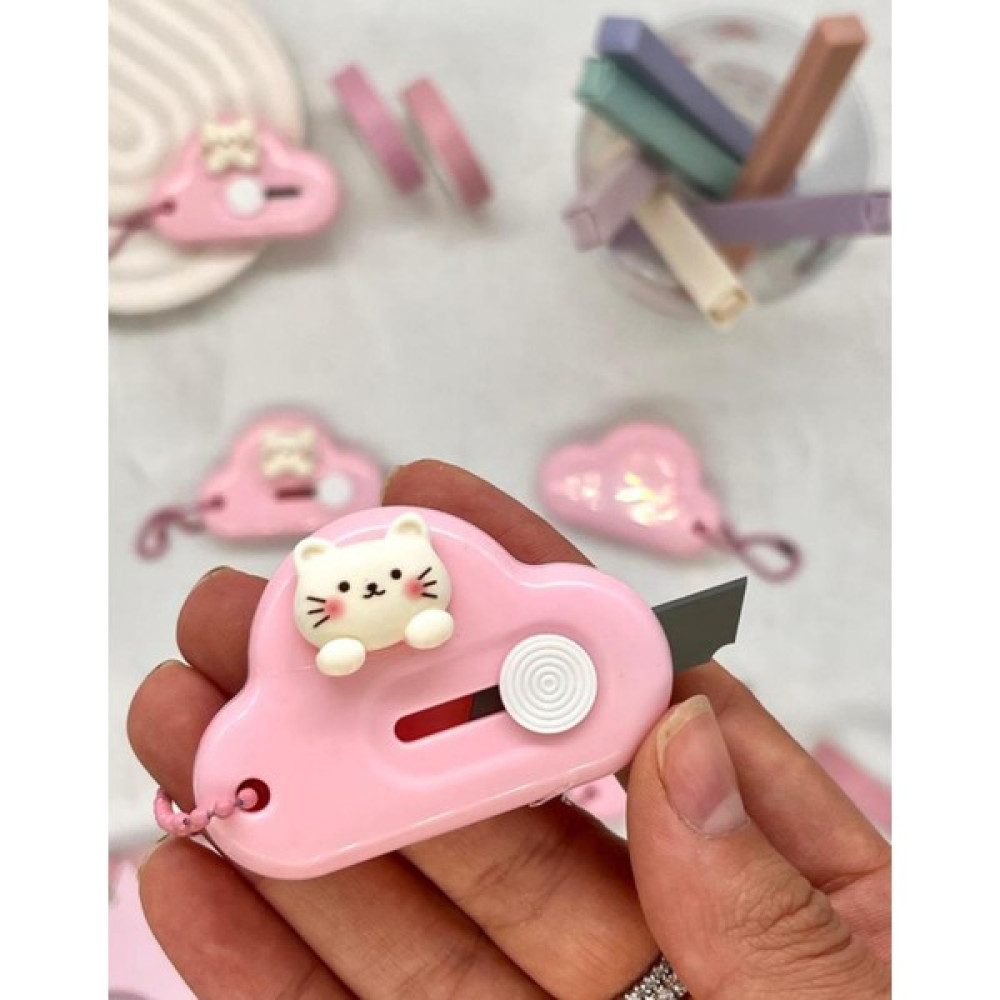 Sevimli Kedi Pembe Mini Maket Bıçağı / Sanat Bıçağı / Bullet Journal / Scrapbook Ofis Seti Fiyatı