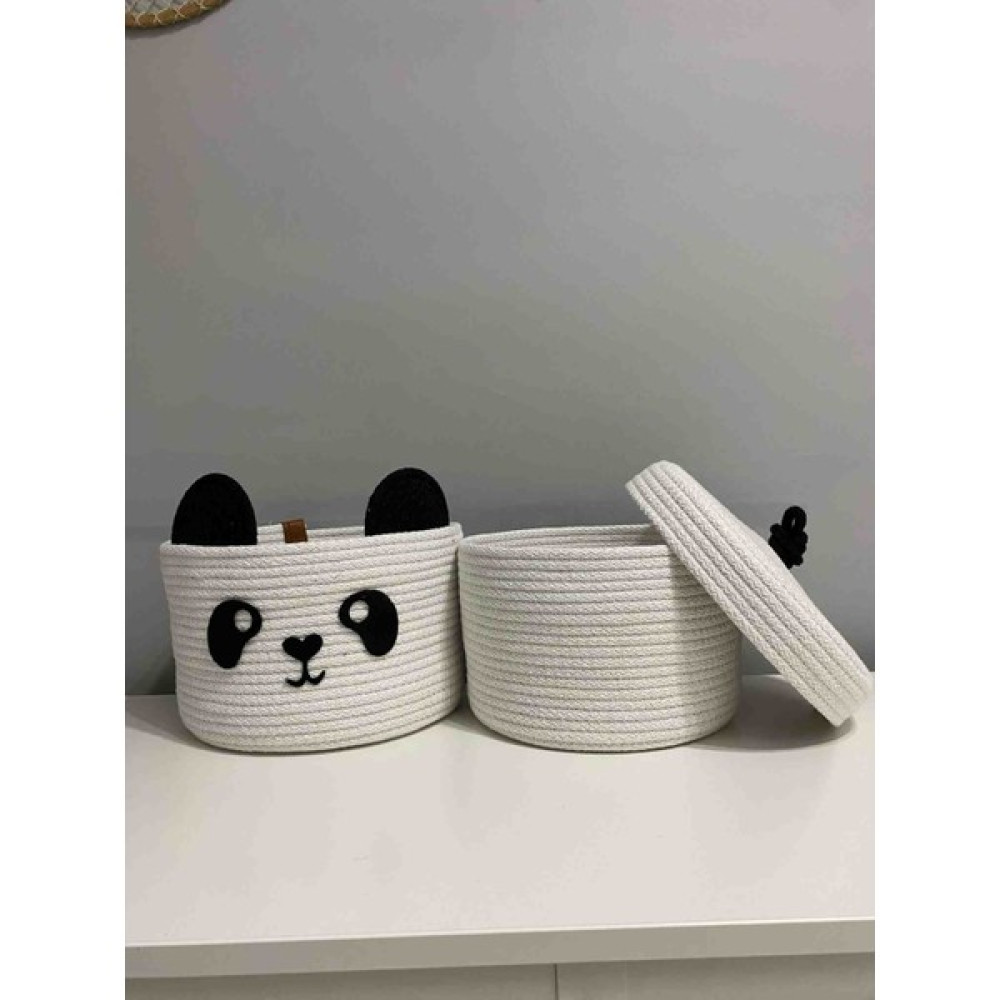 Sevimli Panda Jüt El Yapımı Çocuk Odası Düzenleyicisi 2li Takım - Beyaz Bebek Odası Tekstili Fiyatı